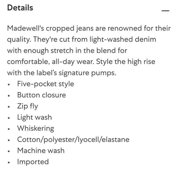 Madewell High Rise Light Wash Skinny Cropped Jean size 32  ( 10-12 ) PERFECT FIT - Picture 4 of 9